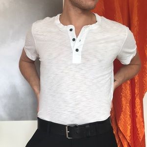 VINCE white cotton Henley tee